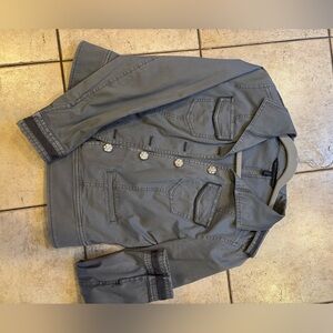 White House Black Market grey cotton jacket with detailing  size 10